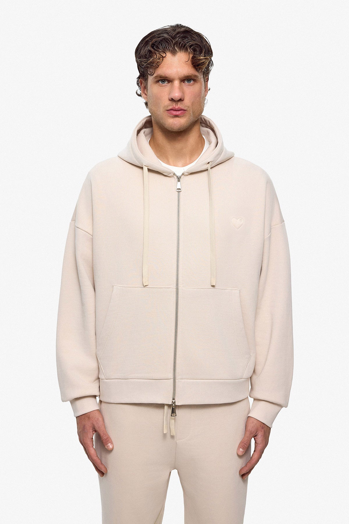 Ensemble Sweat à Capuche Zippé Beige - Confort Casual