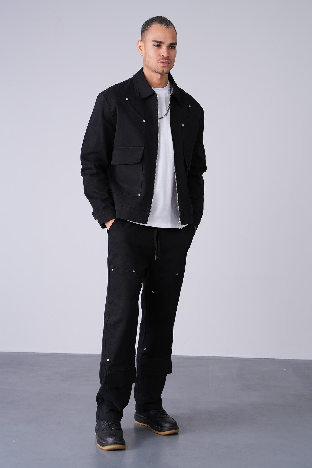 Ensemble Street Utility Noir – Veste & Pantalon Coupe Moderne
