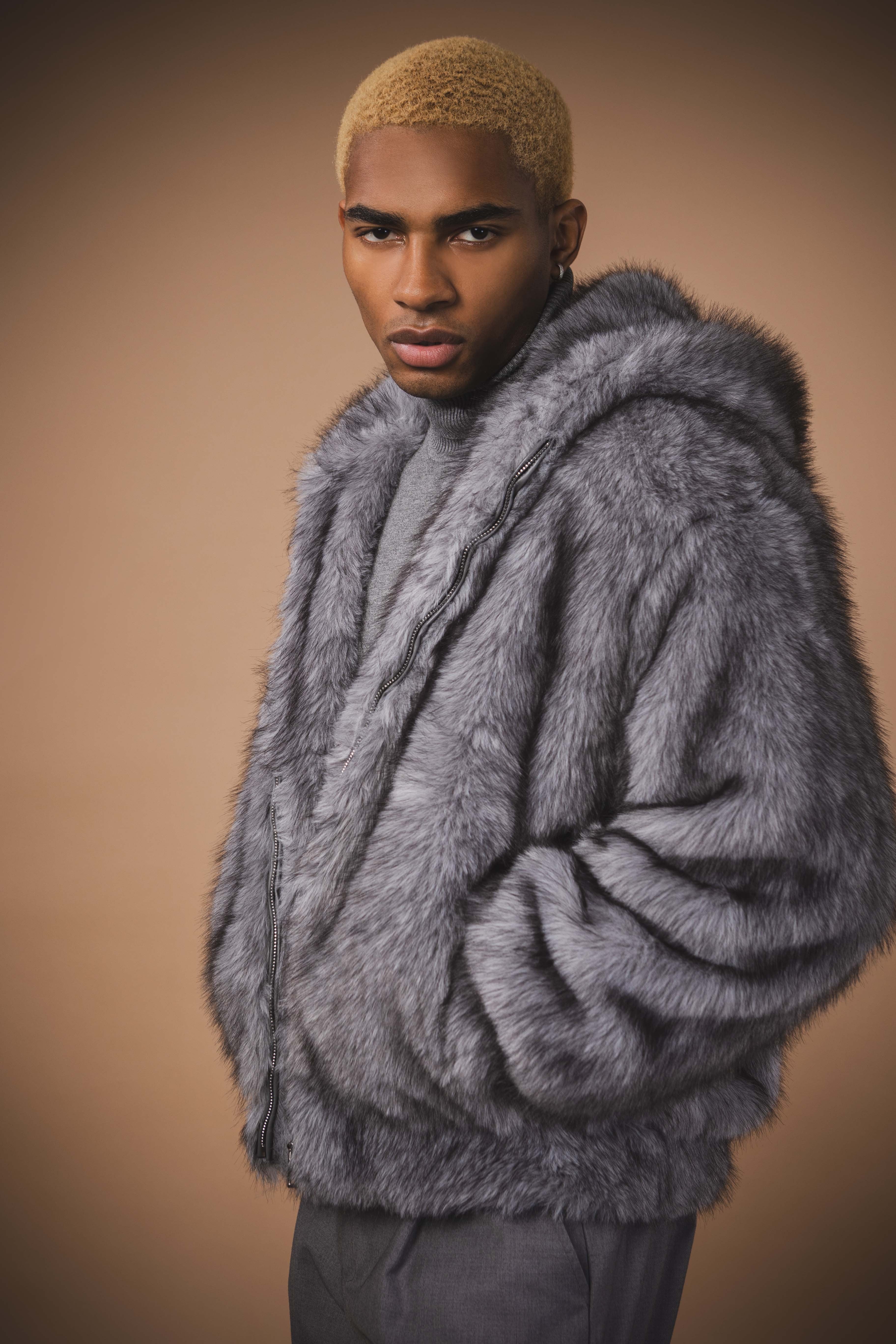 Veste Luxe Street en Fausse Fourrure – Gris Anthracite