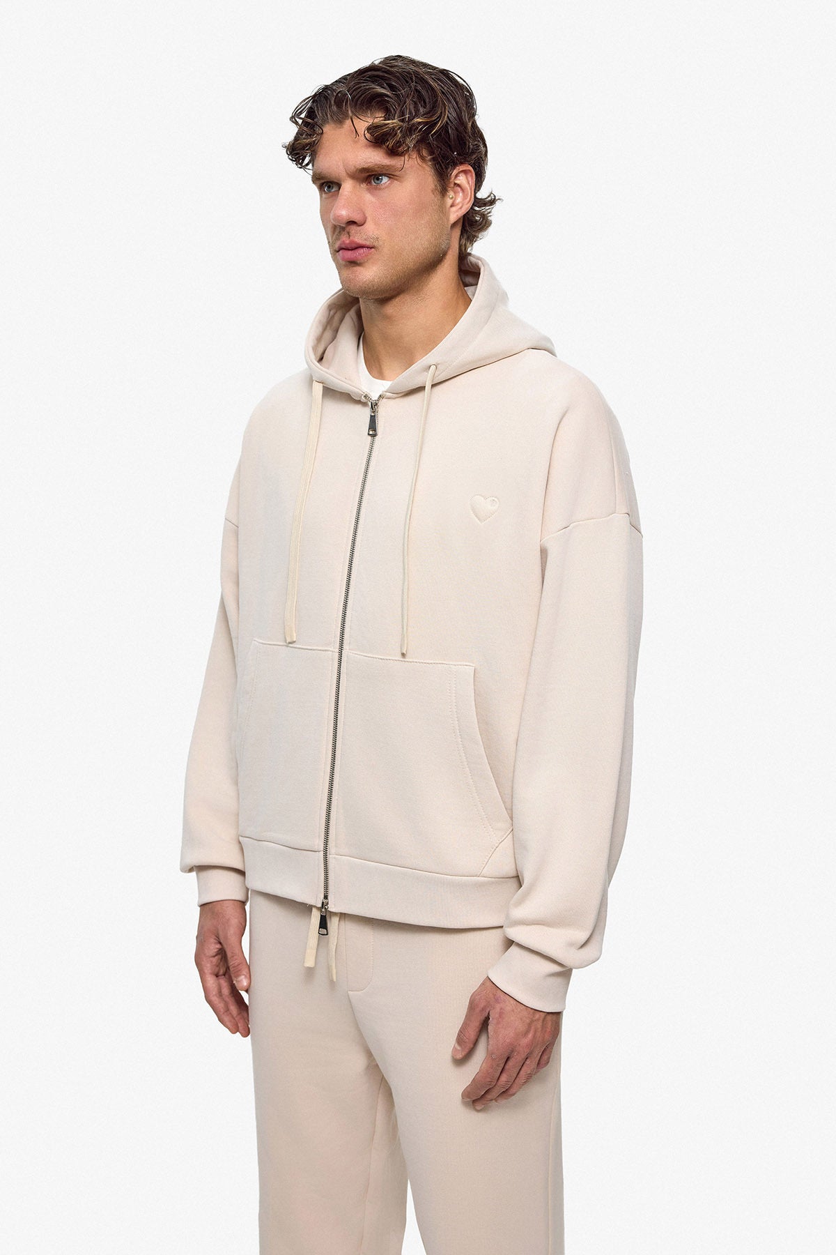 Ensemble Sweat à Capuche Zippé Beige - Confort Casual