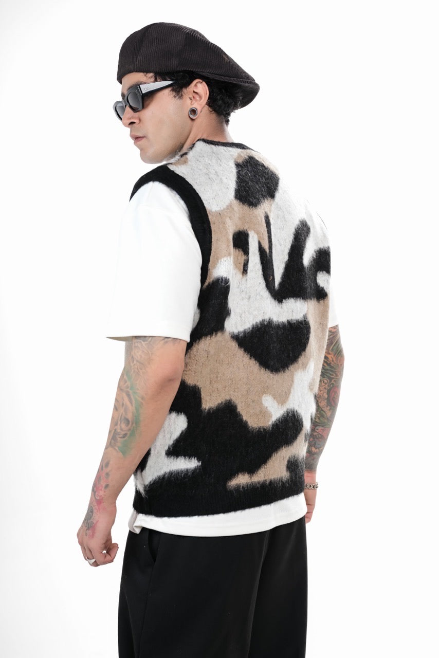 Gilet Sans Manches Camouflage Tricoté - Style Urbain Rhude-Inspiré