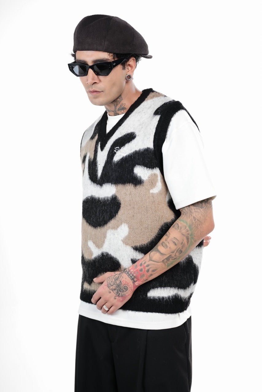 Gilet Sans Manches Camouflage Tricoté - Style Urbain Rhude-Inspiré