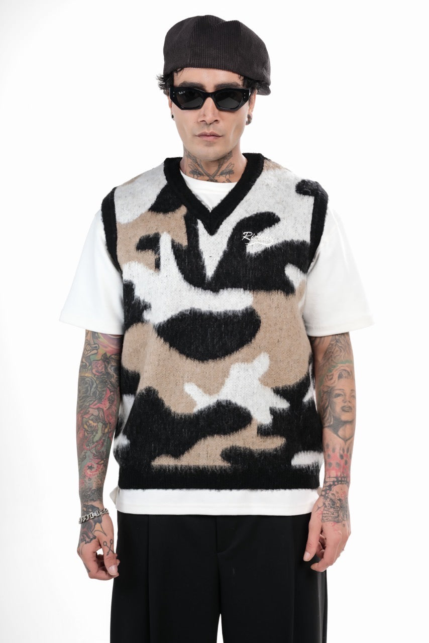 Gilet Sans Manches Camouflage Tricoté - Style Urbain Rhude-Inspiré